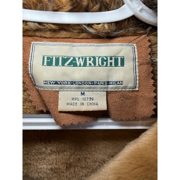 Fitz-Wright vintage tan penny lane faux suede button down‎ jacket womens medium - Picture 2 of 7